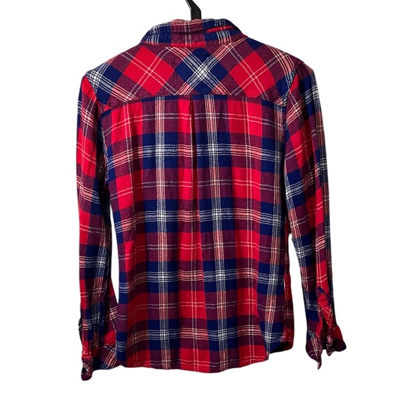 Rails Red White Blue Hunter Cobalt Cherry Plaid Flannel Shirt Size Size S/M - Picture 3 of 7